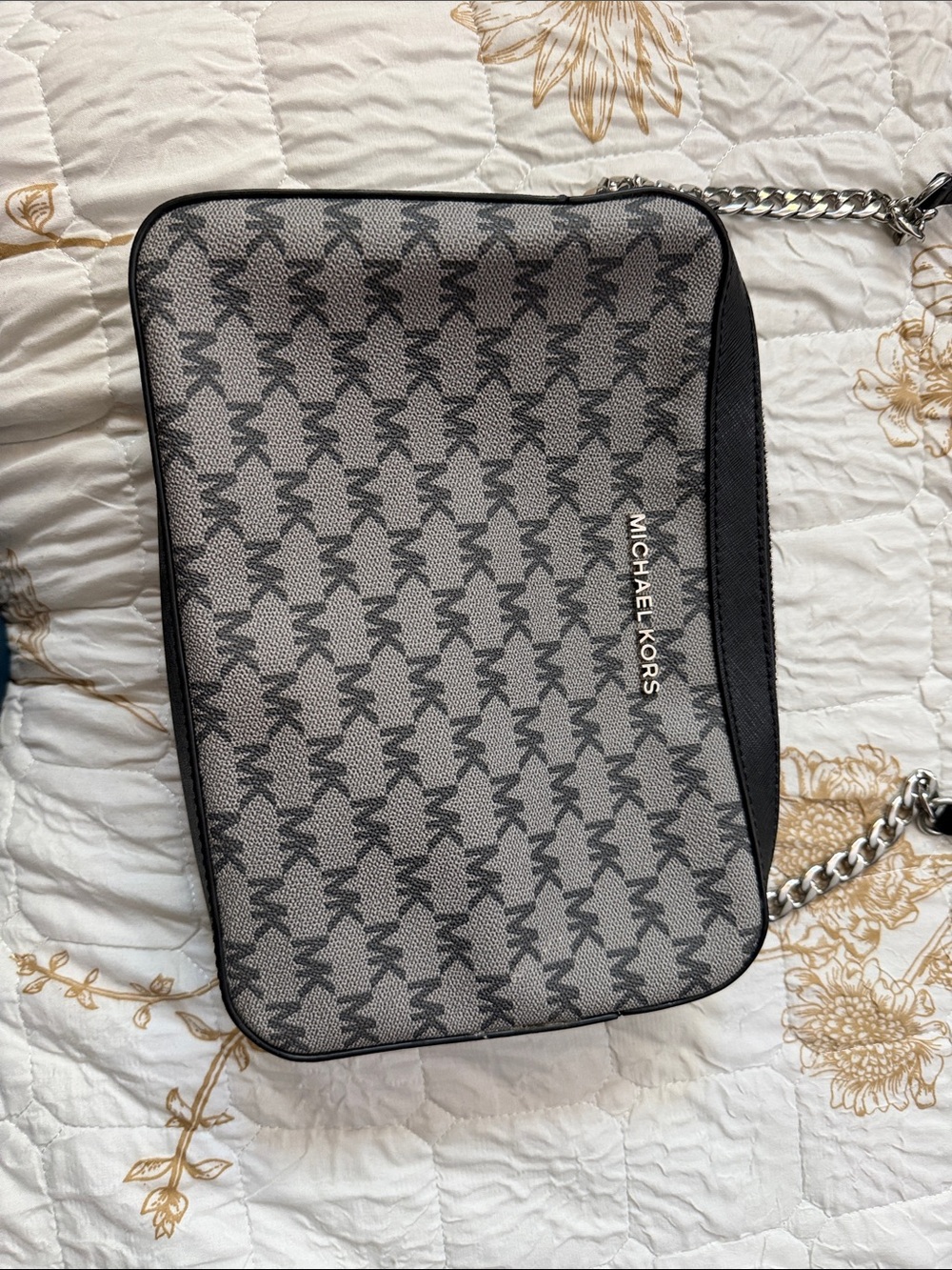 Michael Kors Black and Gray MK Logo Crossbody Bag - Picture 2 of 7